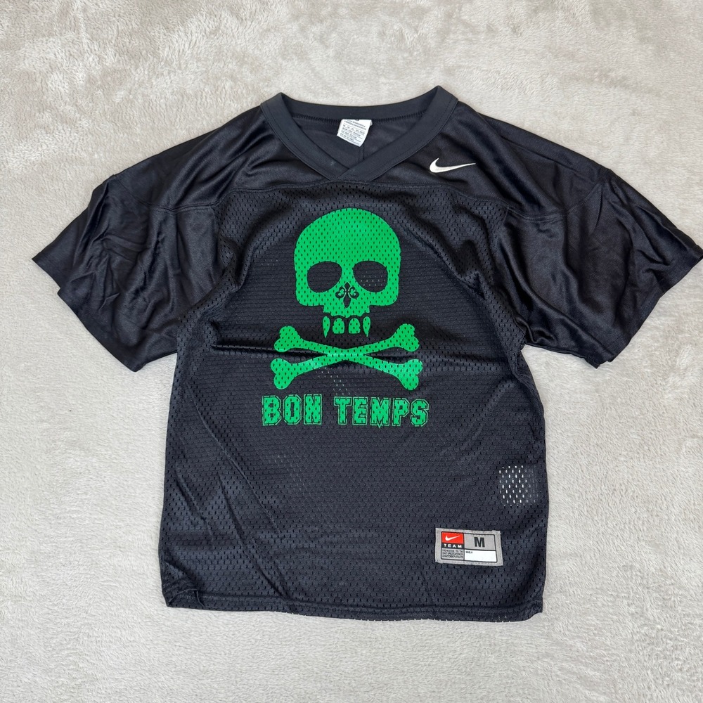 Vintage Nike Bon Temps Skull #4 Jersey‎ Shirt Womens Medium Black Preowned Mesh